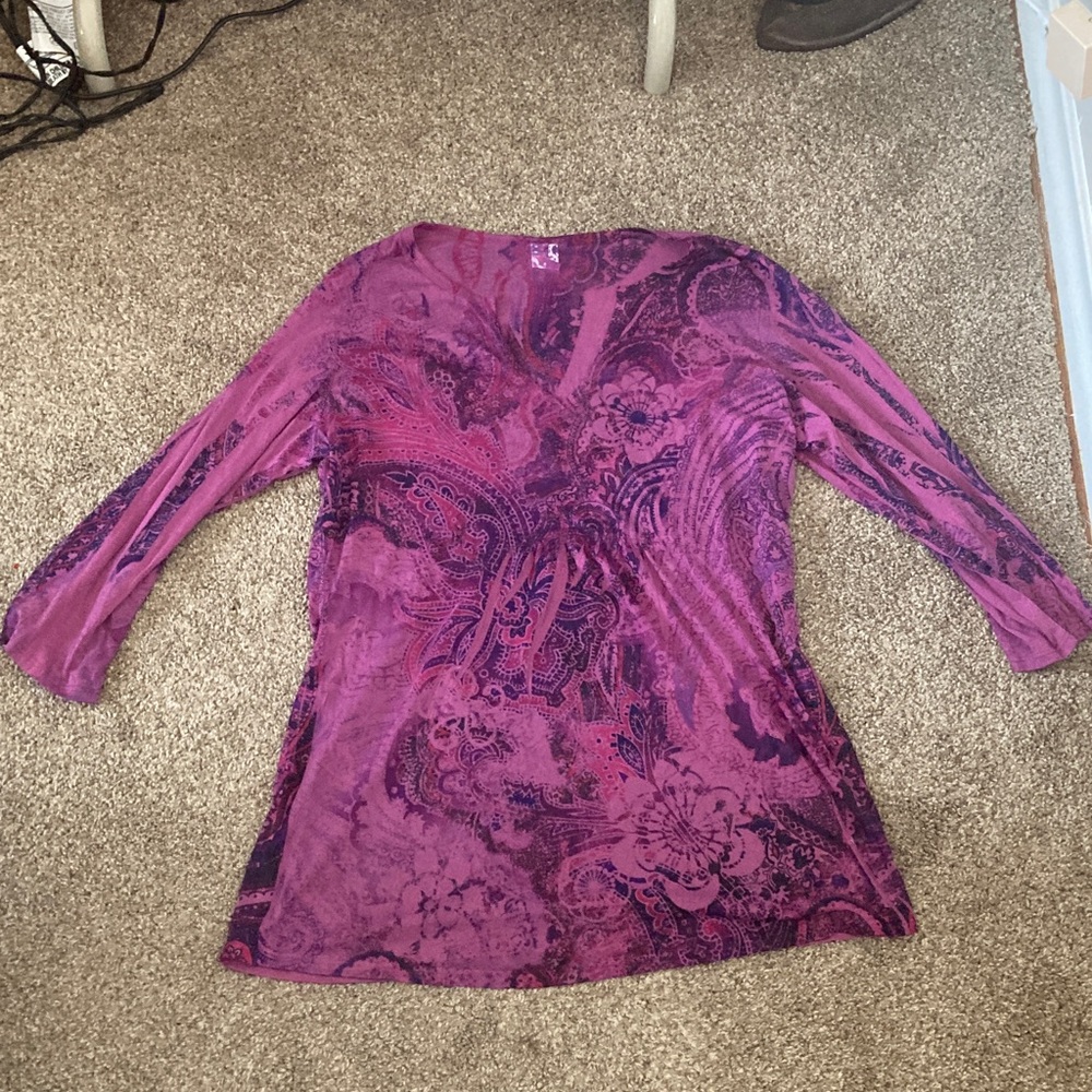 Bobbie Brooks Magenta Paisley Blouse - Picture 1 of 4